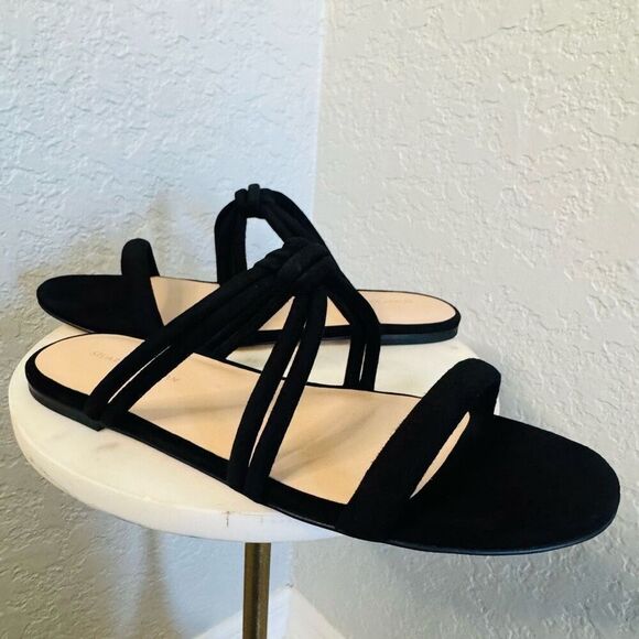 Stuart Weitzman Leather Slide Sandal‎  Black Twist Knot, Designer Size 8, NWT - Picture 1 of 17